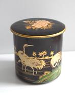 Prachtig oud theeblik, de Gruyter, met bloemen & kraanvogels, Verzamelen, Blikken, Ophalen of Verzenden, Gebruikt, Thee