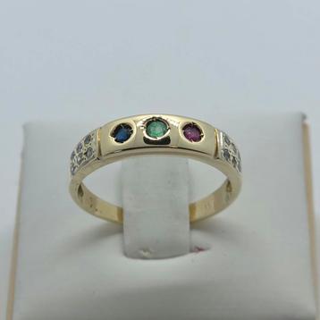 Gouden Ring 14k 585 met diamant, saffier, smaragd, robijn beschikbaar voor biedingen