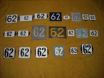 oud emaille huisnummer 62 ook 63 64 65 66 67 68 69 70 71 72 beschikbaar voor biedingen