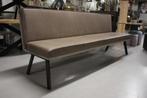 Luxe eetkamerbank Strong Jess Design leer stof naturel 250cm, Huis en Inrichting, Stoelen, Ophalen, Zo goed als nieuw, Bruin, Metaal
