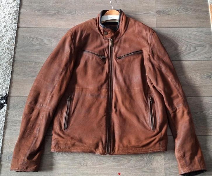 Leren jack heren maat XL, Kleding | Heren, Jassen | Winter, Gedragen, Maat 56/58 (XL), Bruin, Ophalen of Verzenden