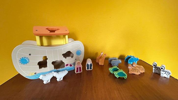 Houten Ark van Noach met figuren en dieren, Kinderen en Baby's, Speelgoed | Houten speelgoed, Zo goed als nieuw, Ophalen of Verzenden