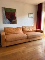 Okergele Buffel Leren Bank - 250 cm, Huis en Inrichting, 250 tot 300 cm, Gebruikt, Driepersoons, Ophalen of Verzenden