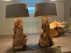 Set stoere lampen met boomstamvoet en incl kap, Ophalen, 50 tot 75 cm, Landelijk, modern landelijk, stoer, robuust, Zo goed als nieuw