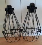 2 Draadstaal lampen lampenkappen hanglampjes, Huis en Inrichting, Ophalen, Zo goed als nieuw, Zwart, Rond