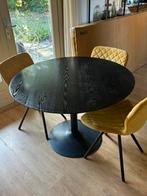 Zwarte ronde eettafel, Huis en Inrichting, Ophalen, 100 tot 150 cm, Rond, Zo goed als nieuw