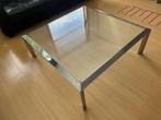 Vierkante design salontafel van chroom en glas, 100 x 100 cm, Ophalen, 50 tot 100 cm, Design, Vierkant