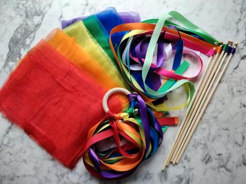 Sensorische regenboog set dansdoeken handvlieger danslinten, Kinderen en Baby's, Speelgoed | Educatief en Creatief, Nieuw, Ontdekken