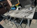 Douglas tafel met stalen poot, Tuin en Terras, Tuintafels, Ophalen, Gebruikt, Rechthoekig, Hout