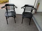 2 Zwarte Keukenstoelen / Cafestoelen met Leuning, Ophalen, Gebruikt, Twee, Hout