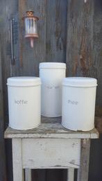 3x vintage Brabantia blik, voorraadbus, wit. 3A2, Tweedehands verkoop, Tweedehands verkoop, Gebruikt, Ophalen of Verzenden
