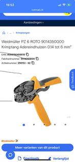 Weidmüller Krimptang Adereindhulzen 0.14 tot 6 mm², Doe-het-zelf en Verbouw, Ophalen of Verzenden, Zo goed als nieuw