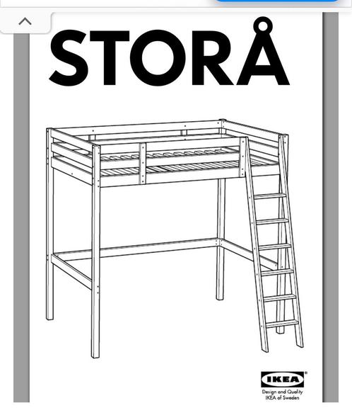 STORA hoogslaper 140/200 IKEA, Huis en Inrichting, Slaapkamer | Stapelbedden en Hoogslapers, Zo goed als nieuw, Hoogslaper, 140 cm