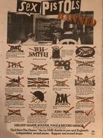 Paginagrote A3 advertentie SEX PISTOLS release Ban, Ophalen of Verzenden