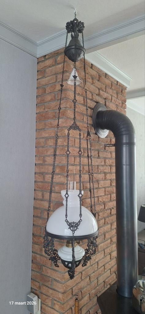 Antieke werkende olielamp - Prachtige hanglamp, Ophalen