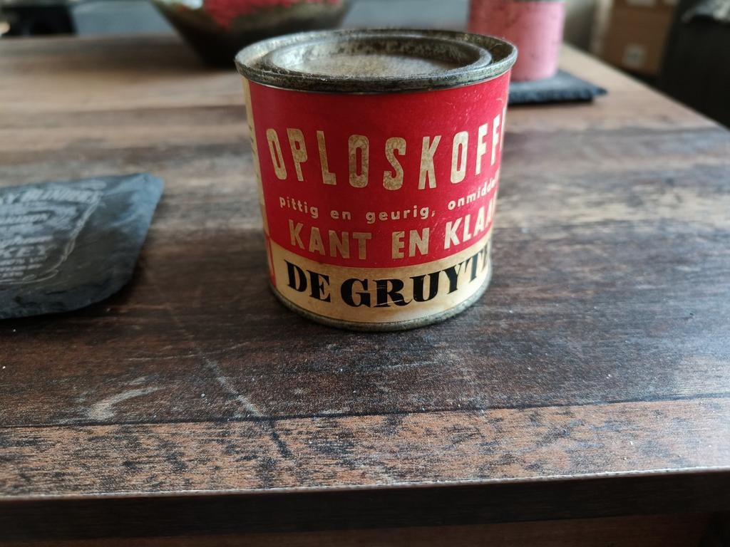 Oud blik oploskoffie de gruyter, Verzamelen, Blikken, Ophalen, Overige