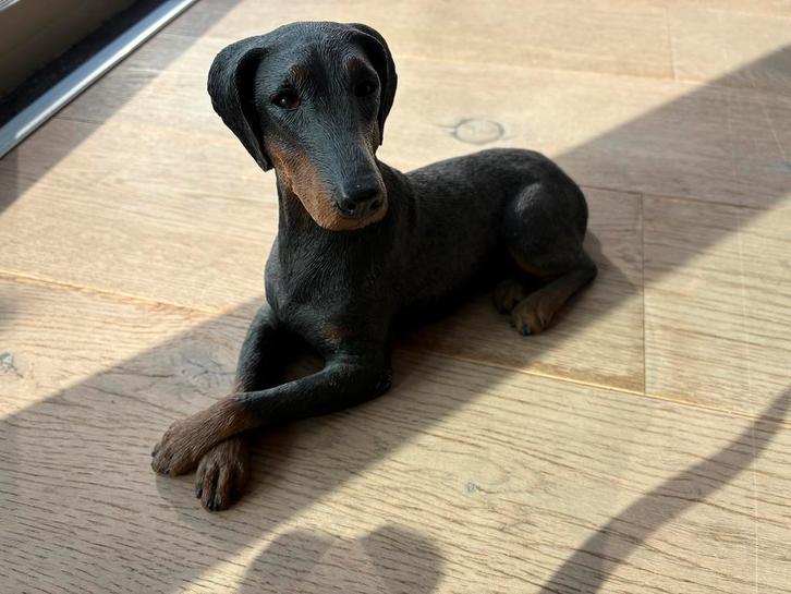 Massief Doberman beeldje van Sandicast - Zwart/Bruin, Verzamelen, Beelden en Beeldjes, Zo goed als nieuw, Dier, Ophalen