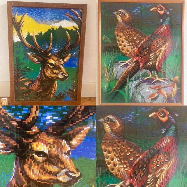 2x hert gewei & fazant patrijs ministeck kitsch schilderijen, Huis en Inrichting, Woonaccessoires | Schilderijen, Tekeningen en Foto's