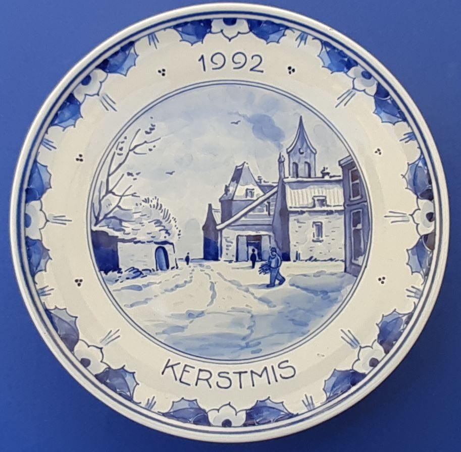 Kerstmis 1992 winter landschap18cm (2) Porceleyne Fles, Antiek en Kunst, Antiek | Wandborden en Tegels, Ophalen of Verzenden