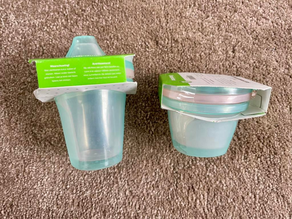 2x (tuit) drinkbeker + 2x bewaarbakje roze/blauw, Ophalen of Verzenden, Nieuw, Overige typen