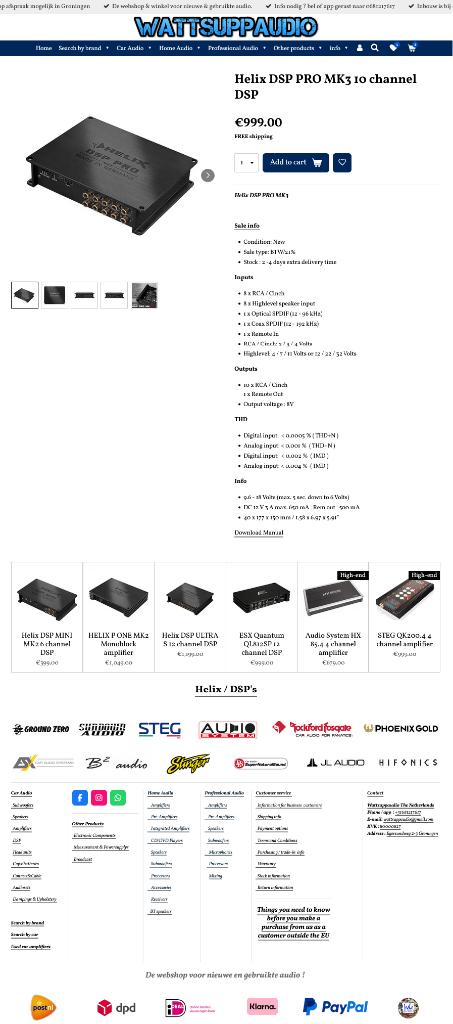 Helix DSP PRO MK3 10 kanaals DSP / Digital Sound Processor, ., Nieuw, Ophalen of Verzenden, .