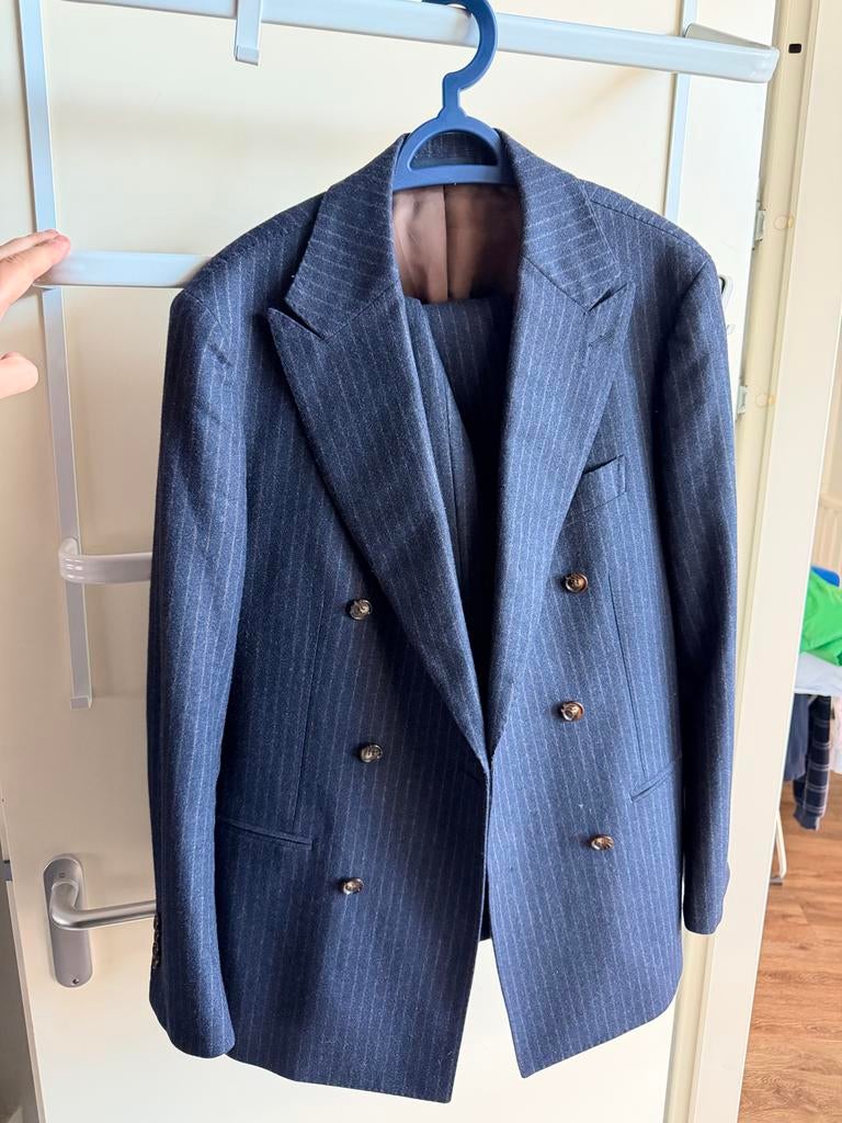 Suitsupply Double-Breasted Suit Wool (L), Kostuum of Pak, Blauw, Maat 42/44 (L), Ophalen of Verzenden