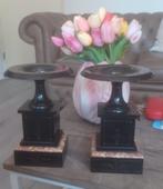 2 antieke klok kandelaars marmer voor Franse Pendule, Ophalen of Verzenden