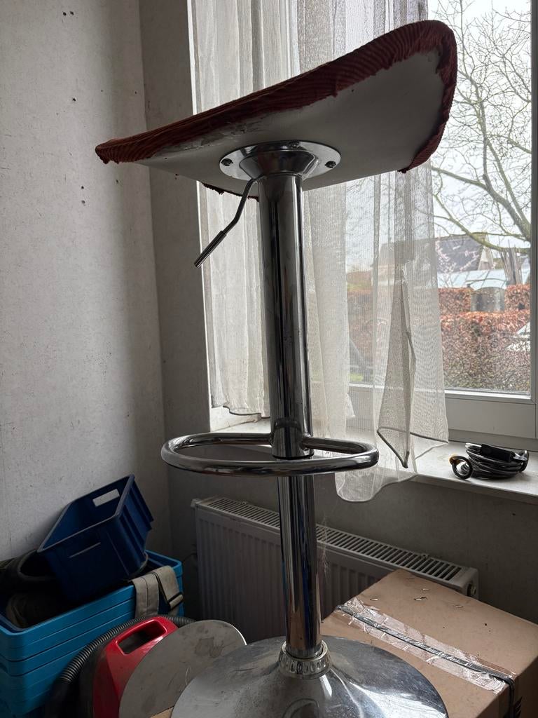 hoogte verstelbare RVS kruk, Huis en Inrichting, Barkrukken, Ophalen, In hoogte verstelbaar, 60 tot 90 cm, Zo goed als nieuw