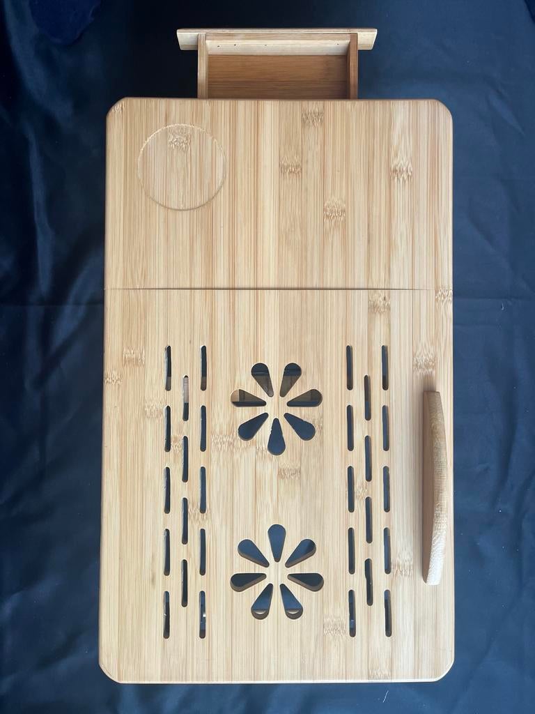 Verstelbaar Bamboe Laptop Tafeltje met Lade 50x30 cm, Ophalen of Verzenden, Nieuw, In hoogte verstelbaar