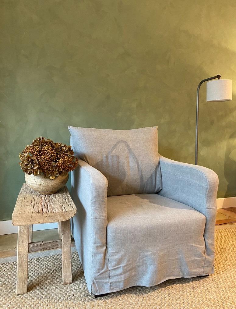 NIEUWE Landelijk fauteuil - linnen/katoenen stof, Ophalen, Nieuw, 75 tot 100 cm, Stof