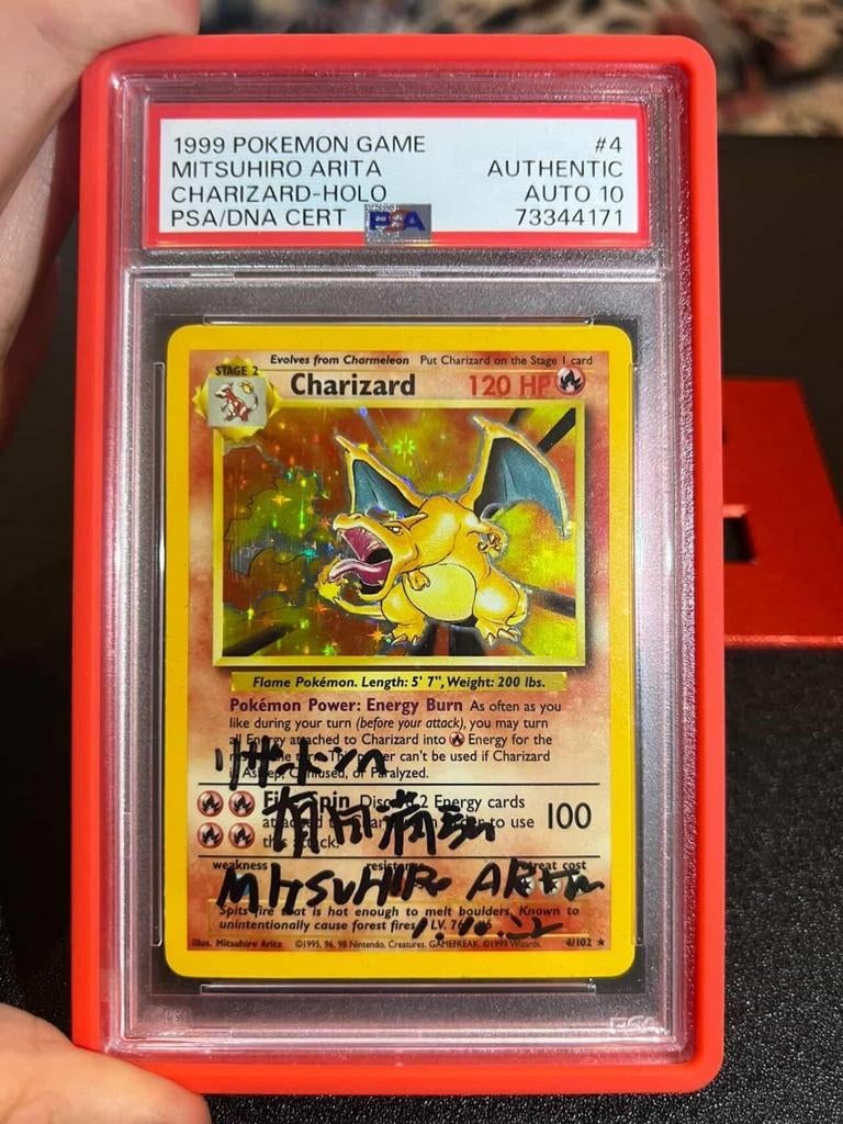 Pokémon Base Set Charizard #4 1999 PSA AUTO 10, Ophalen of Verzenden