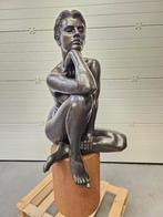 Duriez Irénée bronzen zittend naakt levensgroot topwerk !!!, Ophalen of Verzenden