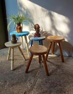 Vintage houten krukjes melkkrukjes plantentafeltje, Ophalen of Verzenden, 25 tot 50 m², Parket