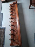 Eiken antieke wandkapstok met messing paardehoofdhaken, Gebruikt, Minder dan 100 cm, Hout, Ophalen