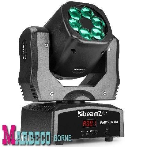 Moving Head LED Spot Panther 80, Rotating lenses, Afst, DMX, Geluidgestuurd, Nieuw, Info@marbeco.nl, BeamZ