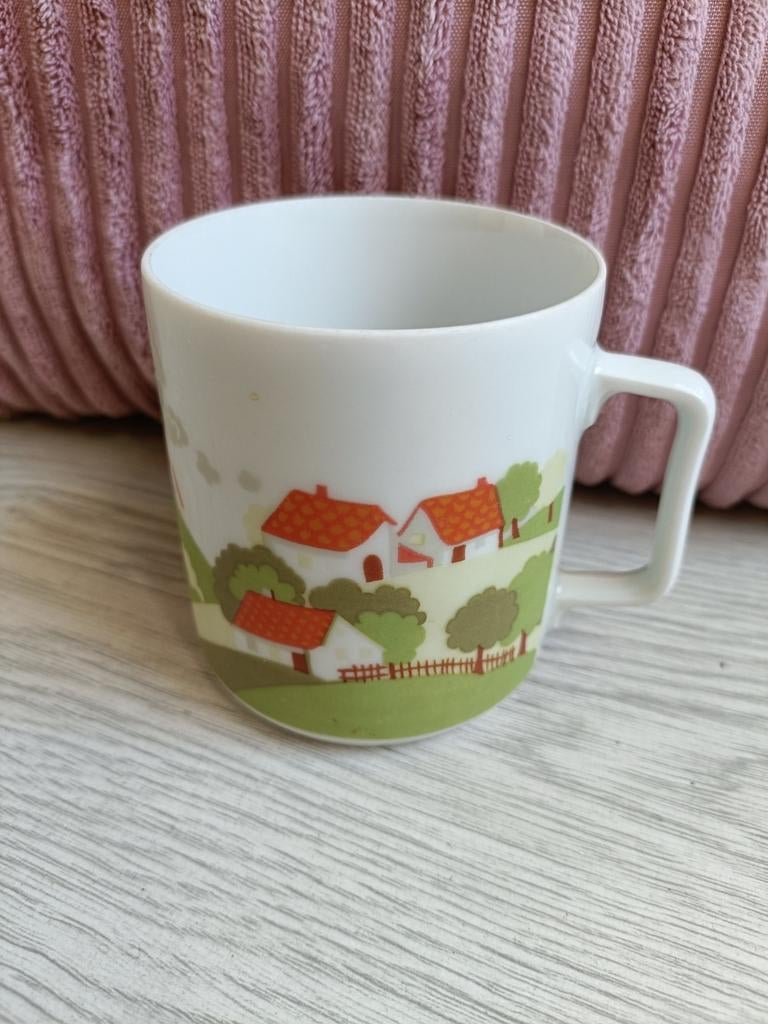 Vintage Mokje met Landschap Print Schirnding Bavaria, Antiek en Kunst, Antiek | Servies los, Ophalen of Verzenden