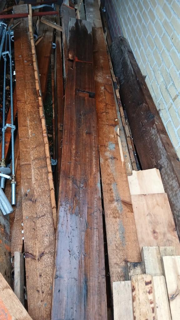 Houten balken uit voormalig Diaconessen Ziekenhuis Meppel, Ophalen of Verzenden, Gebruikt, Overige houtsoorten, Balk