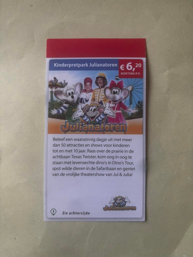 Kortingscoupon Julianatoren, Drie personen of meer, Kortingsbon