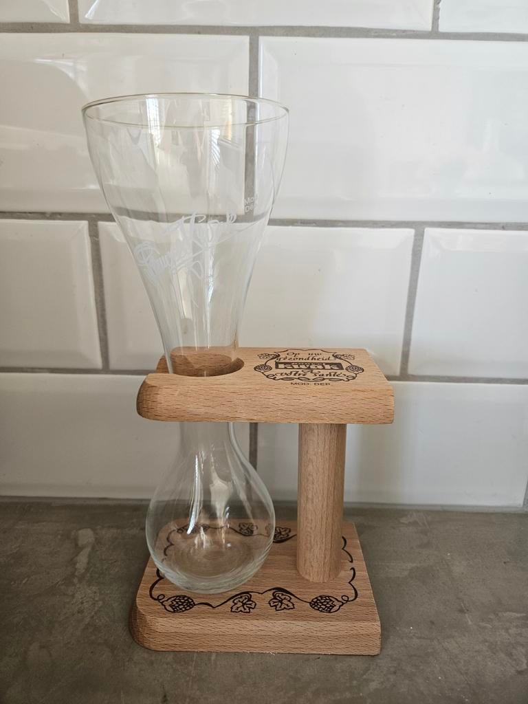 Kwak Bierglas met houten houder - Nieuwstaat, Ophalen of Verzenden
