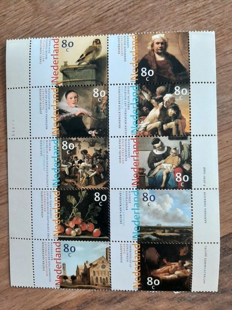 Nederlandse Postzegels: Meesterwerken uit de Gouden Eeuw, Ophalen of Verzenden, Na 1940, Postfris