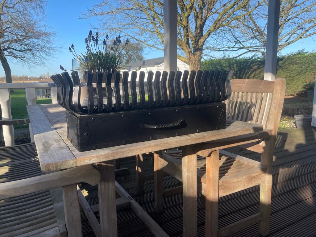 Hercules smeedijzeren  openhaard rooster met asla zgan, Ophalen of Verzenden, Zo goed als nieuw, Houthaard