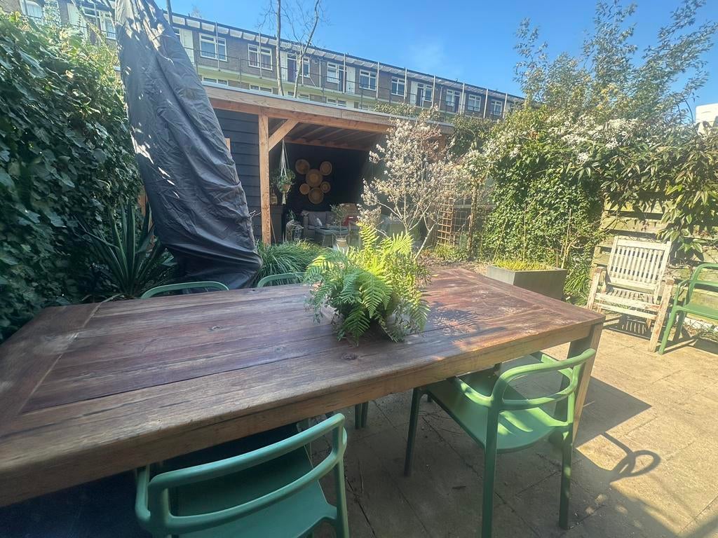 Robuuste hardhouten tuintafel Posthuys, Tuin en Terras, Tuintafels, Ophalen, Gebruikt, Rechthoekig, Hout