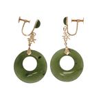 Jade Nefriet 14k gouden vintage dames oorbellen klassiek, Sieraden, Tassen en Uiterlijk, Oorbellen, Hangers, Voordeelsieraden