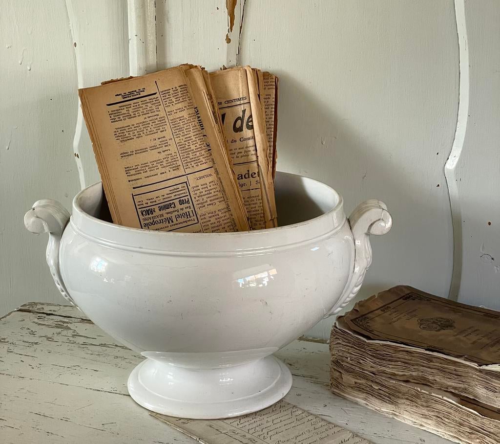 Brocante oude Franse terrine Sarrequemines, Ophalen of Verzenden