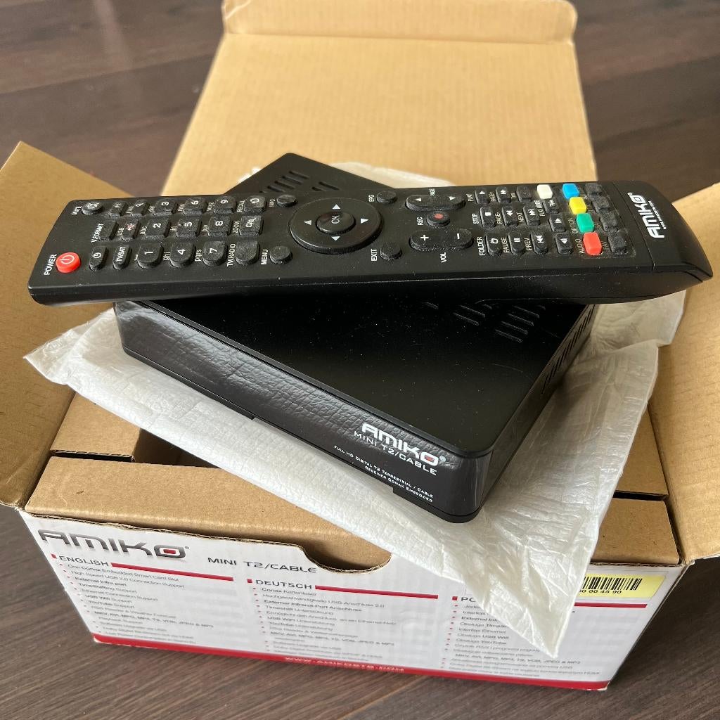 Amiko MINI T2 Cable Full HD Digitale TV Receiver, Ophalen of Verzenden, Zo goed als nieuw, Decoder