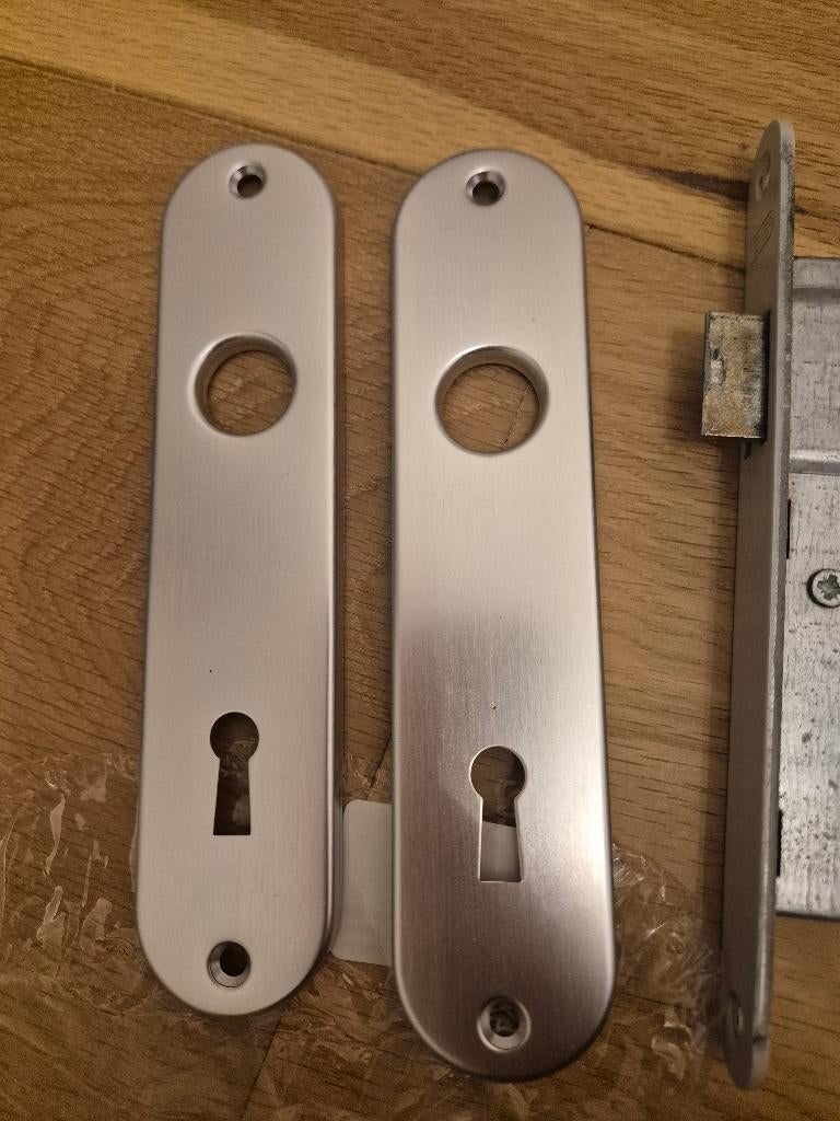Deurslot + aluminium sleutelplaten (72mm), Ophalen of Verzenden, Nieuw, Overige materialen, Slot