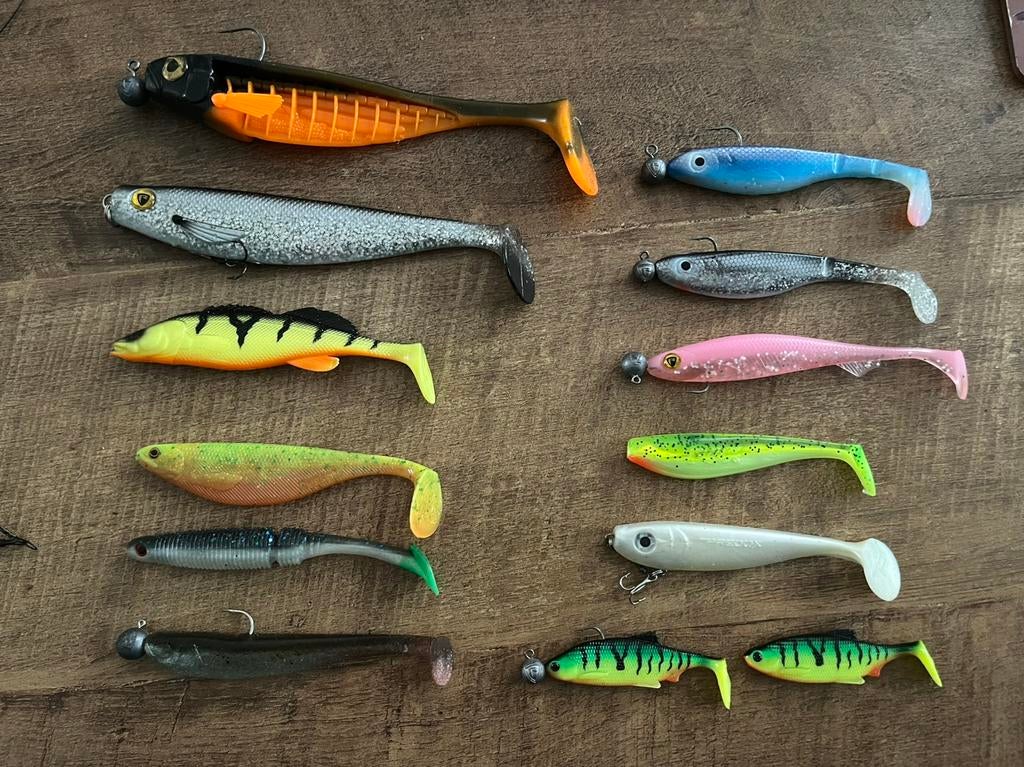 Set met diverse shad’s zoals Westin en Fox, Ophalen of Verzenden, Zo goed als nieuw, Overige typen