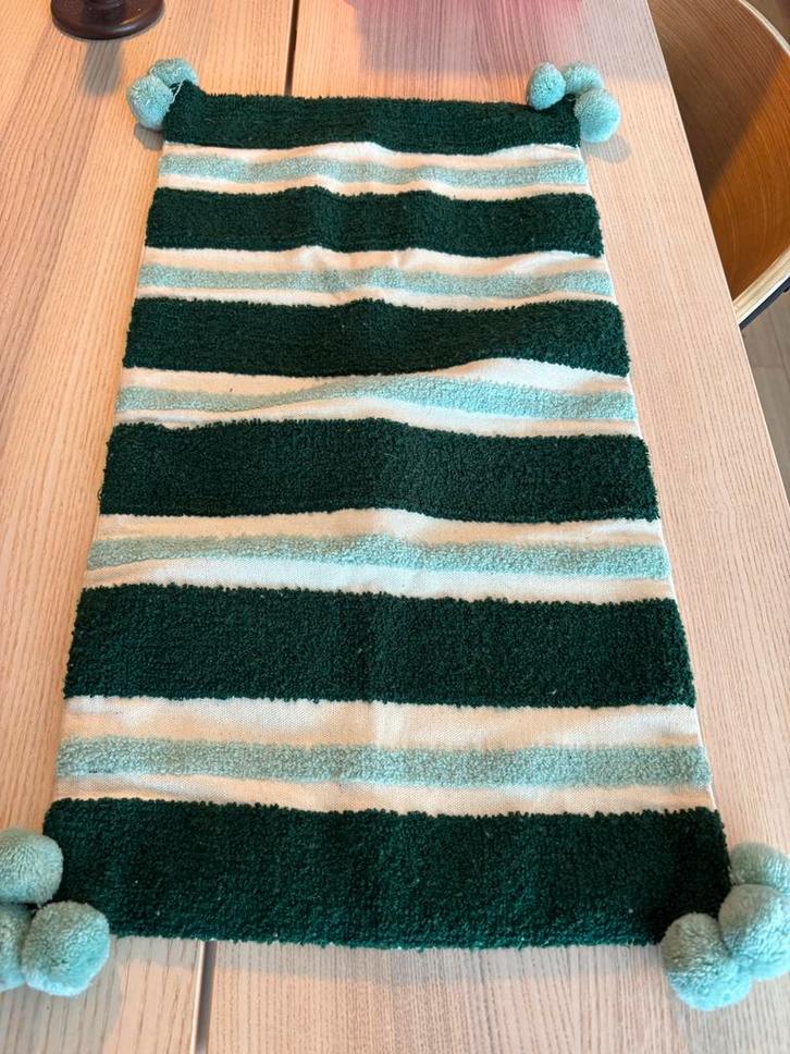 Sissy Boy Kussensloop Linnen Groene Streep Pompons 55x30cm, Huis en Inrichting, Woonaccessoires | Kussens, Nieuw, Groen, Rechthoekig