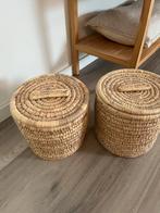 Twee bamboe manden met deksel, Gebruikt, Mand, Rond, Ophalen of Verzenden