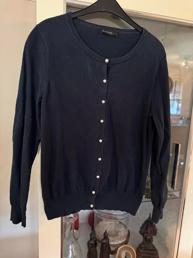 Donkerblauw vestje met parelknopen maat M Witteveen, Kleding | Dames, Truien en Vesten, Ophalen of Verzenden, Zo goed als nieuw